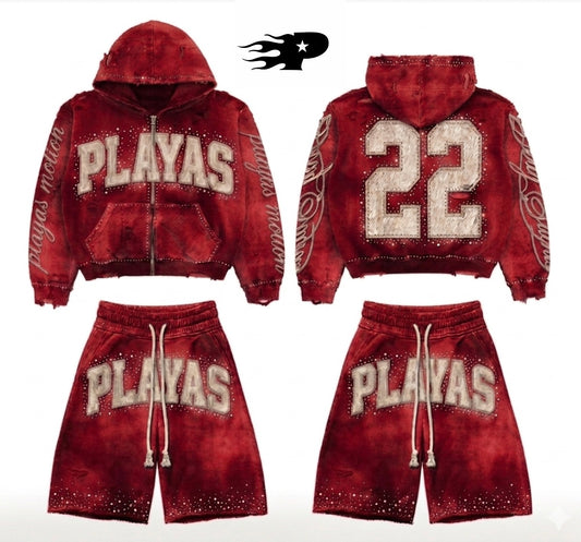 Playas Motion “Series 22” Red ❤️ Distressed Rhinestone Set
