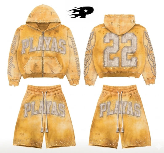 Playas Motion “Series 22” Yellow 💛 Distressed Rhinestone Set