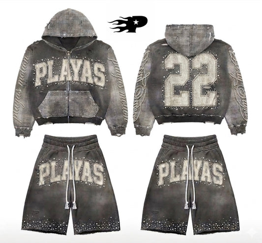 Playas Motion “Series 22” Grey 🩶 Distressed Rhinestone Set